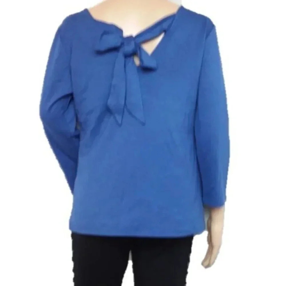 GIBSON BABY PONTE BOW BACK LONG SLEEVE TOP